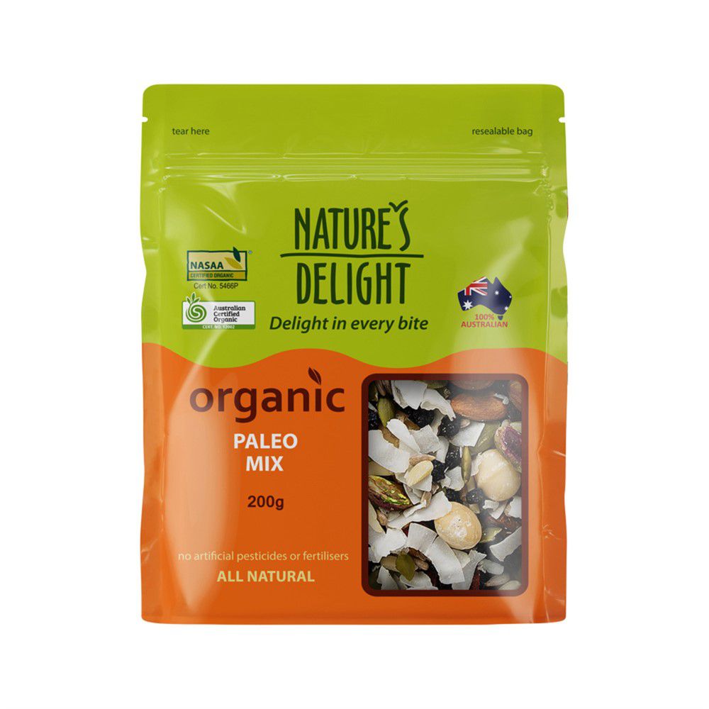 Organic Paleo Mix (Goji, Raisins, Almonds, Sunflowr, Coconut, Pepita, Walntus, Inca) Nature’s Delight 200g